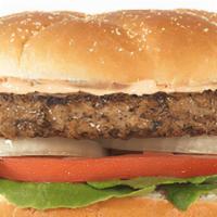 Hamburger · Fresh 1/4lb Ground Beef Patty on top of Freshly Sliced Tomatoes, Lettuce, Sliced Onions, and...