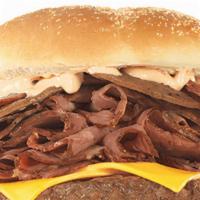 Utah Burger · Thinly Sliced Smoked Pastrami, Applewood Smoked Bacon, Gyro & American Cheese, on a Fresh 1/...