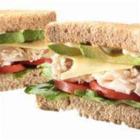 Roasted Turkey & Avocado · Thinly-Sliced Roast Turkey Breast with Sliced Fresh Avocado and Swiss Cheese on Thick Whole ...