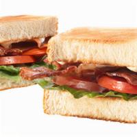 Blt · Applewood Thick Sliced Bacon with Freshly Sliced Tomatoes and Lettuce, on White Deli Sliced ...