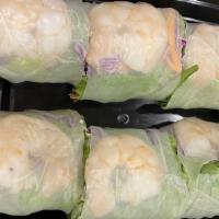 Fresh Shrimp Rolls · Lettuce, carrots, celery, bean sprouts, cucumber, shrimp, and rice noodle in a spring roll w...