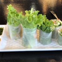 Fresh Vegetable Rolls · Lettuce, carrots, celery, bean sprouts, cucumber, and rice noodle in a spring roll wrap. Ser...