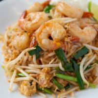 Pad Thai · Stir-fried rice noodles with eggs, green onions, bean sprouts in pad Thai sauce with your ch...