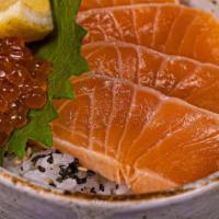 Salmon Bowl /  鮭いくら丼 · Salmon and salmon egg on the rice with yuzu kosho.