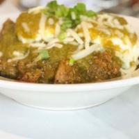 Hangover Bowl · Signature dish. Green chile pork, potatoes, black beans, jack cheese, eggs, red or green sau...