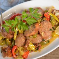 Sausage & Peppers · Olive oil, garlic, onions, pepperoncini & bell peppers