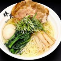 Yuzu Shio · ゆず塩ラーメン French sea salt, kelp, and Japanese citrus base, pork, and chicken base
