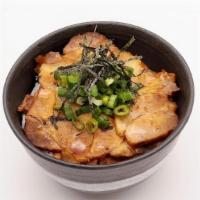 Small Pork Chashu Don · 焼き豚丼（小）Kukai signature grilled chashu on a bed of rice drizzled with housemade sauce, and gr...