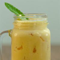 Blended Mango Lassi · Mango yogurt smoothie.