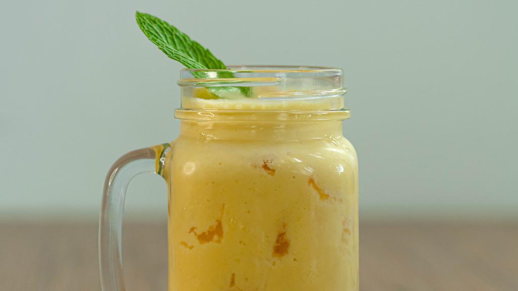 Blended Mango Lassi · Mango yogurt smoothie.