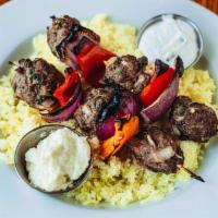 Beef Kafta Kabob Plate · Ground beef mixed with parsley, onions, and spices. Kabob plates are served with two skewers...