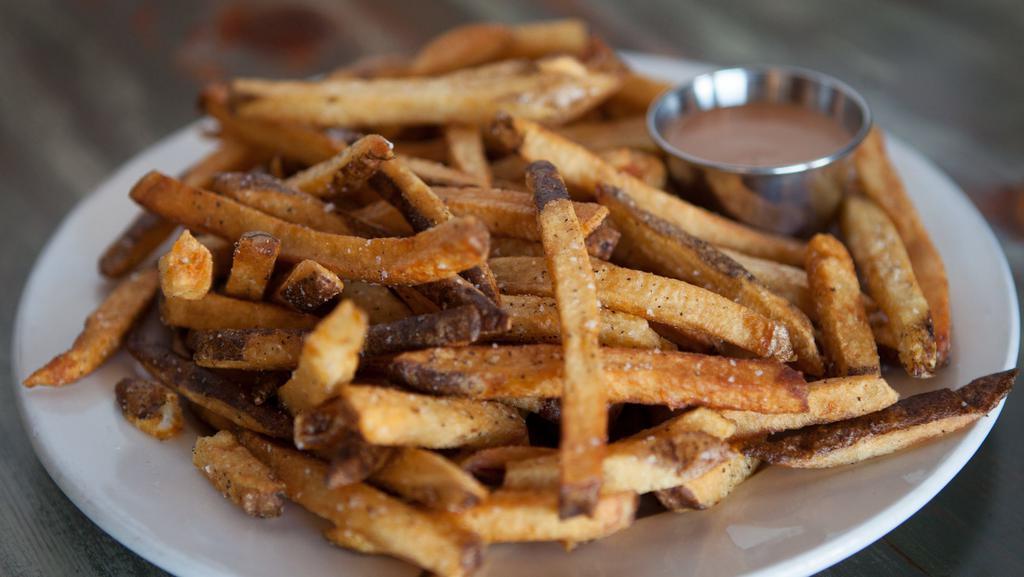 Family Size Fries · Gluten-free. Fresh cut russet potatoes, double fried for extra crispiness, served with Po' Boy sauce.
