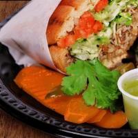 Tortas · Artisan Mexican bread filled with guacamole, choice of meat, and two of the following: pico ...