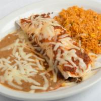 Burrito Loco · Flour tortilla filled with rice, whole beans and your choice of grilled chicken or ” carne a...