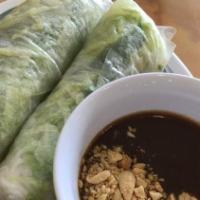За. Tofu Spring Rolls (2 Pieces) - Gỏi Cuốn Tofu · Rice paper wrapped with tofu, vermicelli noodles, lettuce. Served with peanut dipping sauce.