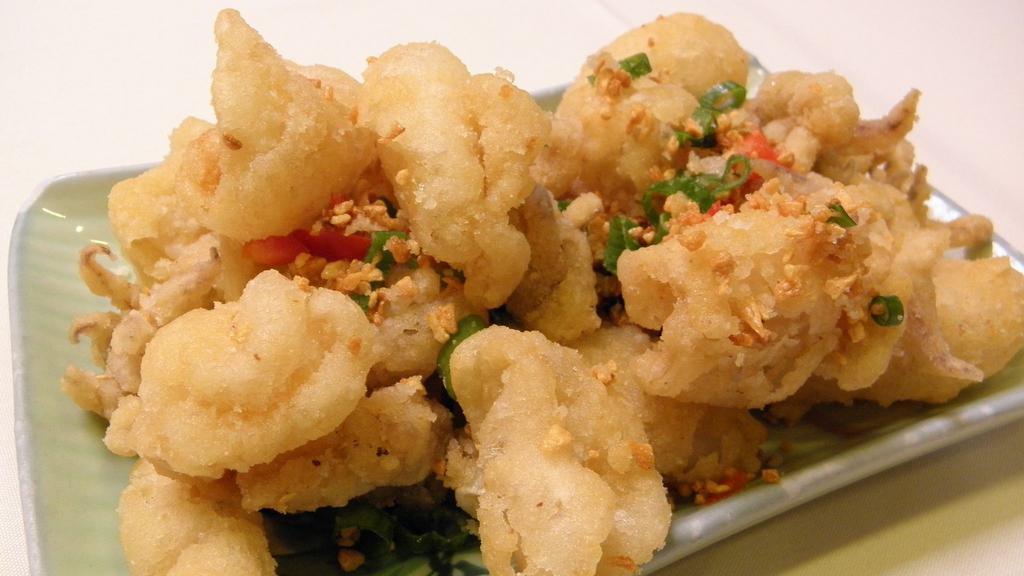 Dry Sautéed Squid · Hot and spicy.