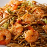 Shrimp Chow Mein · Egg noodles and shrimp stir-fried with mixed veggies and a sweet and savory sauce made with ...