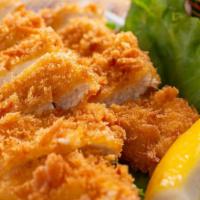 Chicken Katsu · Chicken cutlet with a panko crumb coating, fried until super crunchy on the outside and juic...