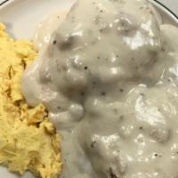 Biscuits And Gravy With 2 Eggs        8.75 · Two homemade biscuits smothered with Home gravy and topped with two eggs Please provide egg ...