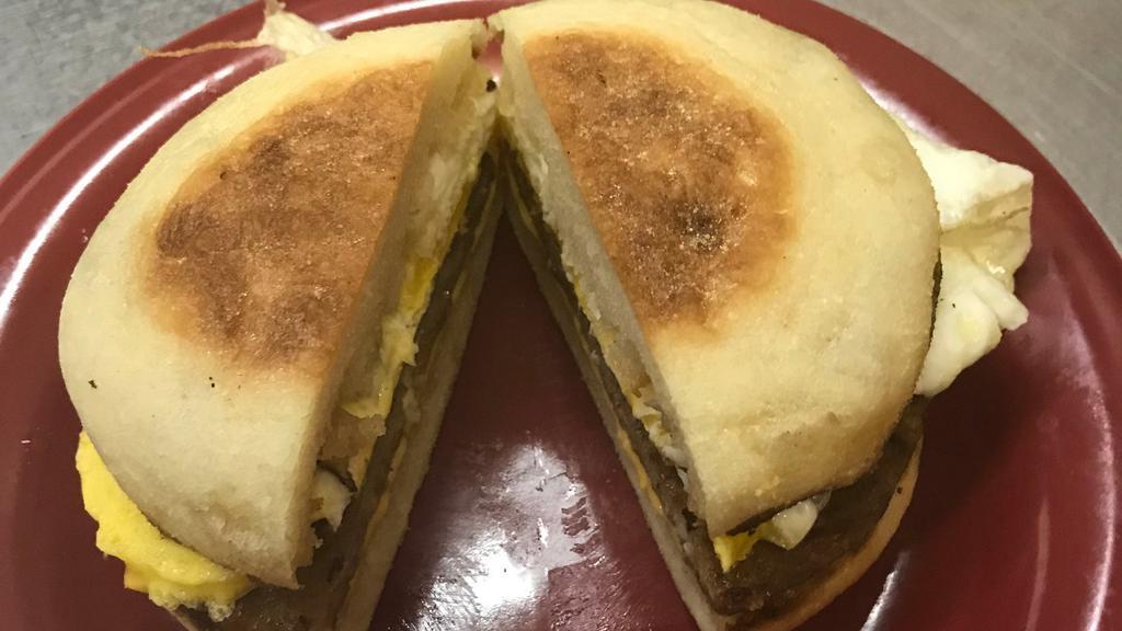 Guy'S Sausage Muffin · Sausage patty, American cheese, fried egg on a toasted English muffin.