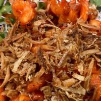 Grilled Shrimp Salad · Traditional Vietnamese salad with shrimp, shredded cabbage, celery, cucumber, bell pepper, c...