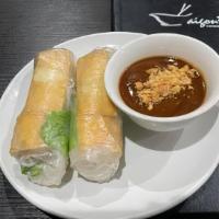Vegetarian Spring Rolls · Tofu and vegetables rolled in rice paper served with peanut sauce.