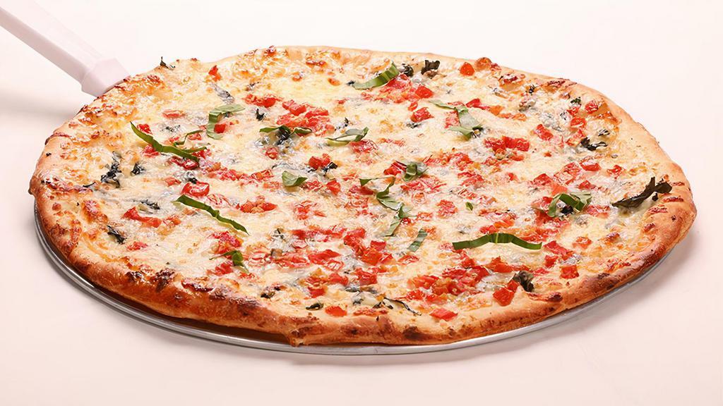 The San Gennaro · White pizza with fresh basil, tomatoes & garlic.