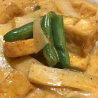 Red Curry · Spicy. Red curry paste in coconut milk with your choice of meat, bamboo shoots, bell peppers...