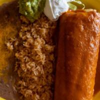 Chimichanga Chipotle · Rapped flour tortilla with chicken grilled breast or shredded pork or steak deep fried with ...