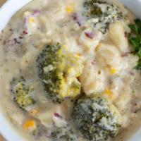 Loaded Baked Potato Soup - Cup · A creamy soup with Bacon, Broccoli, potatoes, cheese.
