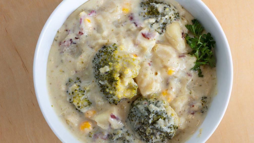 Loaded Baked Potato Soup - Bowl · A creamy soup with Bacon, Broccoli, potatoes, cheese.