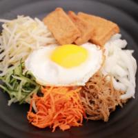 Dooboo Bibim-Bap · Gluten Free. Tofu, burdock root, egg, bean sprouts, carrot radish, cucumber, spicy gochu-jan...