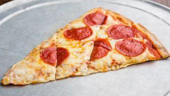 Kids Slice · Slice of Chicago style thin crust pizza covered in cheese.