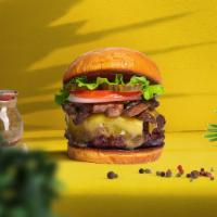 Get A  Room Burger  · Seasoned plant-based patty topped with mushrooms, melted vegan cheese, lettuce, tomato, onio...