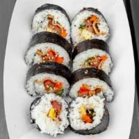 Kimbap · kimbap is a Korean dish made from cooked rice and ingredients such as vegetables, crab flavo...