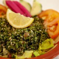 Tabbouleh Salad · Parsley, tomatoes, quinoa, olive oil, lemon juice and spices