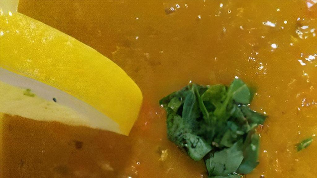 Lentil Soup · Vegetarian. Red lentils and onions.