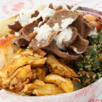 Gyro & Chicken Bowl · Lamb and beef gyro , chicken shawarma . Our best in one plate.
