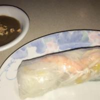 Summer Roll · One piece. Rice paper rolls with pork, shrimp, lettuce, rice noodles and mint. Served with p...