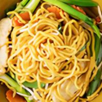 Thai Chowmein ** · Egg noodles, yellow onions, bell pepper, carrots, bean sprouts, green onions, special cookin...