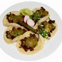 #5 - 5 Tacos · Always a fave! The famous street tacos! Corn tortilla tacos with your choice of protein. Top...