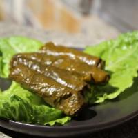Grape Leaves · Ingredients: Rice, onion, parsley, tomato, dried cranberry.