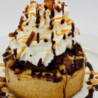 “Elvis” Style Chocolate Bread Pudding Pie · Chocolate Banana Bread Pudding Pie topped with whipped cream, Reese's peanut butter sauce, G...