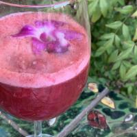 Blackberry Mule(Virgin) · Blackberry Cabernet Sorbet, Passion Fruit, Lime, Soda