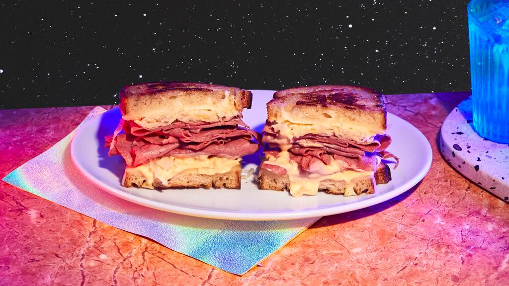 Pastrami Reuben · Dry aged pastrami, cole slaw, thousand island dressing, swiss cheese, your choice of bread.