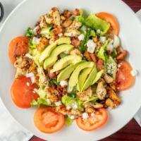 Avocado Grilled Chicken Salad · Leafy green, tomatoes, chicken, onions, avocado, cheese, bacon, and your choice of dressing.
