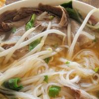 Pho Tai · Gluten free. Fresh rice noodle soup with rare eye of round steak.