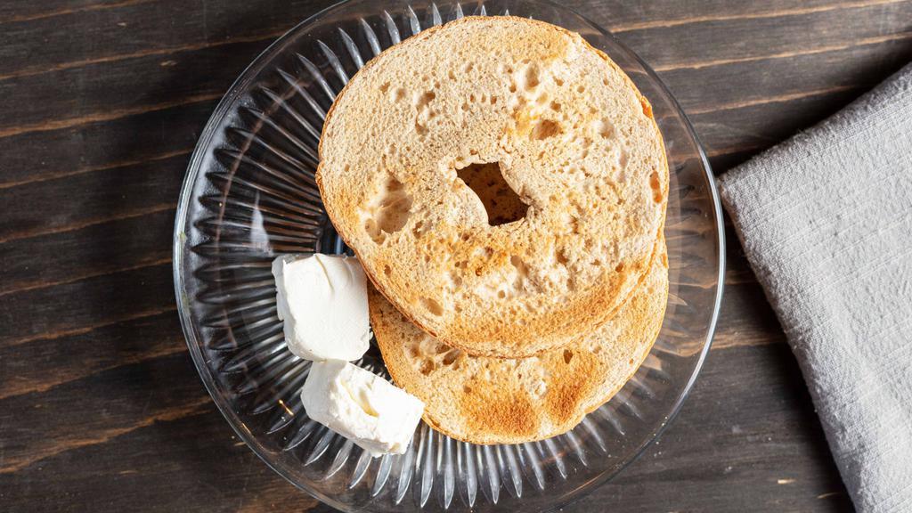 Bagel And Cream Cheese  · toasted whole wheat bagel with a side of cream cheese