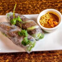 Grilled Beef/Chicken/Pork Spring Rolls/Goi Cuon Thit Nuong · Come side of dipping Peanut Sauce