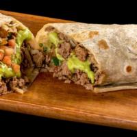 14 Two Carne Asada Burritos · Two carne asada burritos with guacamole and pico served with rice and beans.